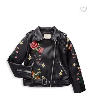 Girls leather biker jacket with belt